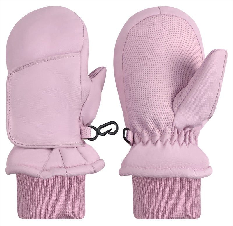 N'Ice Caps Kids Waterproof Snow Mittens Cold Weather Thinsulate Insulated (Pink, 1-2 Years) - Image 1